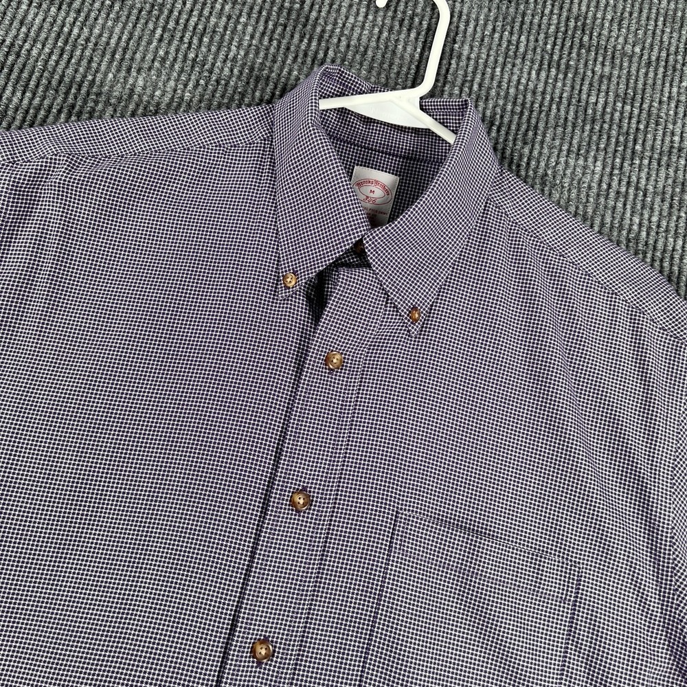 Brooks Brothers 346 Shirt Mens Medium Blue Check Long‎ Sleeve Button Down